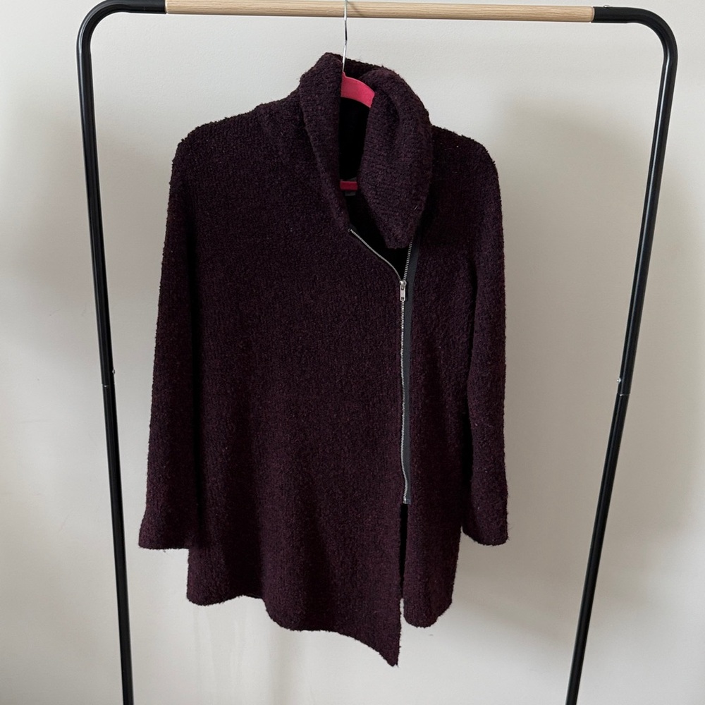 H&M Women's Burgundy Sweater with Zipper